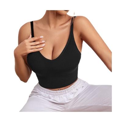 China 2022 Breathable European And American Yoga Fitness Tight Underwear Running Big Strap Yoga Bra Fitness Breathable Top for sale