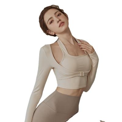 China 2022 Breathable New Sexy Two Piece Yoga Top With Breast Pad Women'S Fitness Vest Sports Treatment Custom Running Underwear for sale