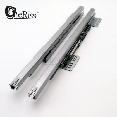 China Silent Soft Soft End GERISS Full Extension Bottom Mount Soft Narrow Wire Bin Drawer Slide for sale