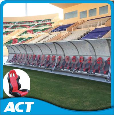 China Premium Curved Football Substitute Bench 10 Seaters Dugout Team Shelter For Stadium for sale