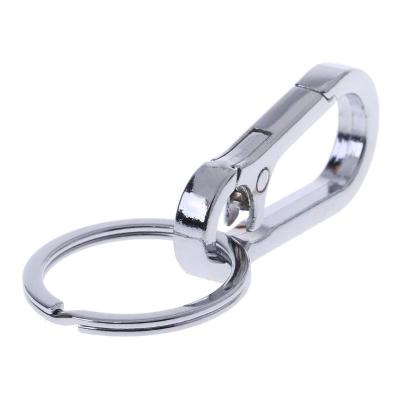 China Keyriing Metal Stainless Steel Squash Buckle Carabiner Holding Belt Clip Key Chain Anti-lost Buckle Hanging Keyriing for sale