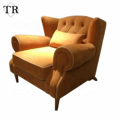 China Foshan Furniture Factory Brown Leather Italian Design Genuine Leather Simple Modern Leisure Chair for sale