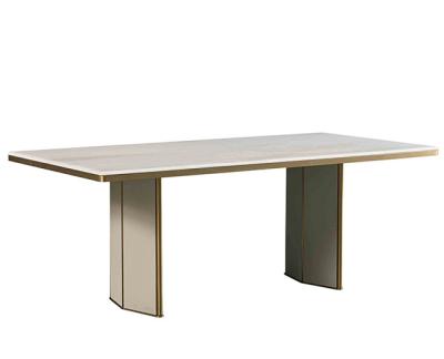 China Convertible Nature Stone Top Square Dining Table With Steel Stand for sale