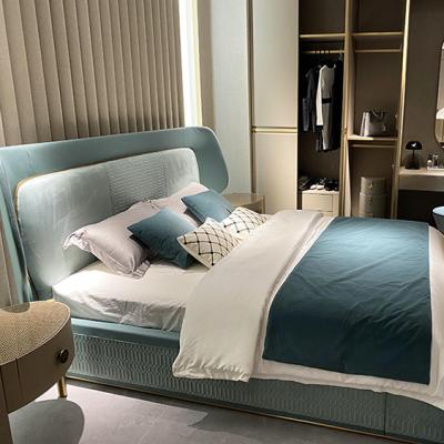 China Convertible Luxury Beds Modern Genuine Leather Queen Size Bed Customized Wardrobe With Dressers For Home And Hotels for sale