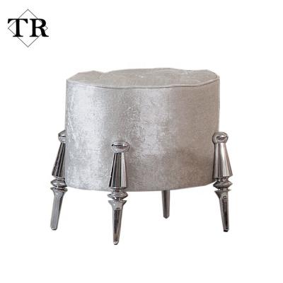 China Hot Sale Nubuck Leather Design Modern Italian Stool Small Chair Nubuck Leather With Stainless Steel Legs for sale