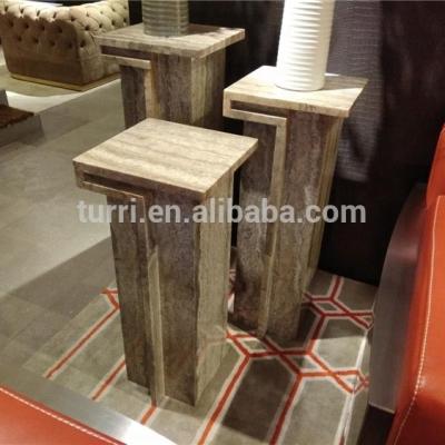 China Indoor and Outdoor Hot Selling Travertine Flower Stand Flower Stand Natural Modern Gray Marble Stone Column Pergola for sale