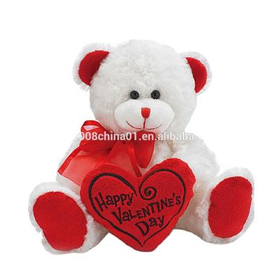 China Valentine Teddy Bear For Couples Valentine Day Plush White Teddy Bear Wholesale Personalized Valentine Teddy Bear For Couples Gift Stuffed Toy With Red Heart for sale