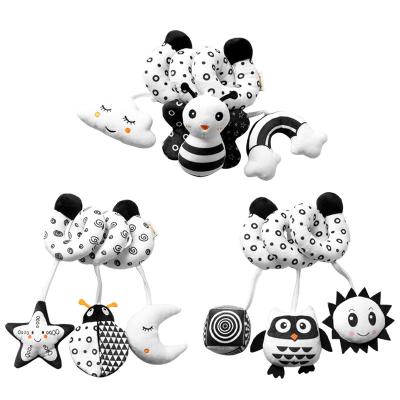 China Hutch Moon Rabbit Swing Winding Toy Baby Rattle Bell Baby Rattle Animal Toys Custom Black and White Cartoon Moon Rabbit Swing for sale