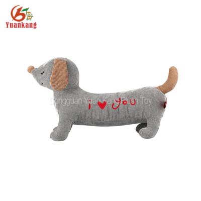 China Custom Soft Stuffed Dachshund Gray Dog Stuffed Plush Toy I Love You for sale