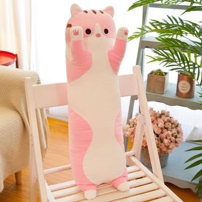 China Long Plush Cat Plush Office Lunch Break Nap Sleeping Pillow Pink Plush Cute Cat Long Plush Cat Long Plush for sale