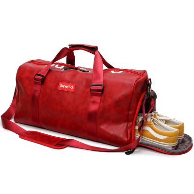 China Durable Leather Travel Duffel Bag Tote Weekend Gym Gym Travel Bag With Shoes Compartment for sale