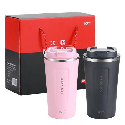 China Stainless Steel Double Tumbler Vacuum Insulated Coffee Mug Wall Travel Non-Inverted Flask Cup With Splash Proof Lid for sale