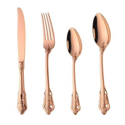 China Best Viable Selling Royal Rose Gold Plated Flatware Set For Wedding for sale