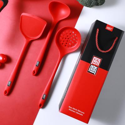 China Viable Kitchen Accessories Non-Stick Cookware Set Wholesale 3 Pcs Silicone Kitchenware Utensil Set Cooking Tool for sale