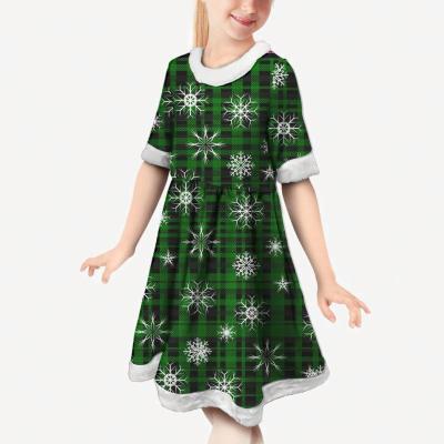 China 2021 Wholesale Kids Christmas Dress Claus Elk Pattern Christmas Breathable Baby Dress Christmas Party Dress for 14years kids for sale