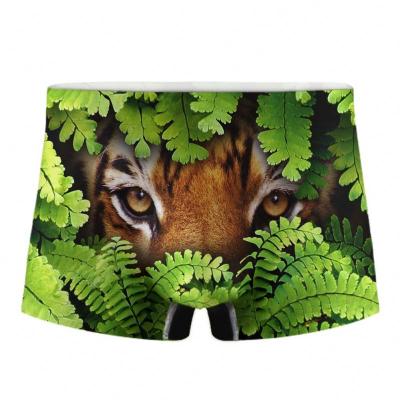 China Antibacterial Tiger Pattern No Ride Up Animal Print On Demand Fashion Mens Boxer Briefs Shorts Soft Underwear Pouch for sale