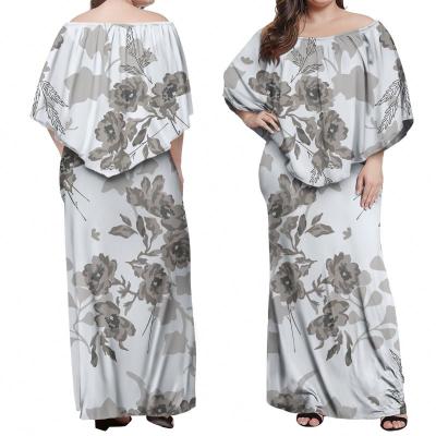 China Customizable Flower Anti-Static Dress Off-the-Shoulder Pattern and Logo Dresses Women Oversize Off-Shoulder Dress for sale