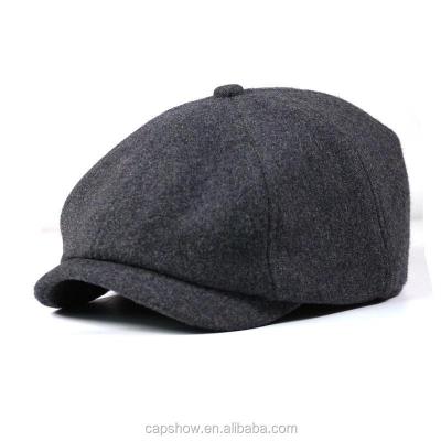 China Custom Plush Ivy Hats Short Brim Berets Mens Covers Blank Wool Beret for sale