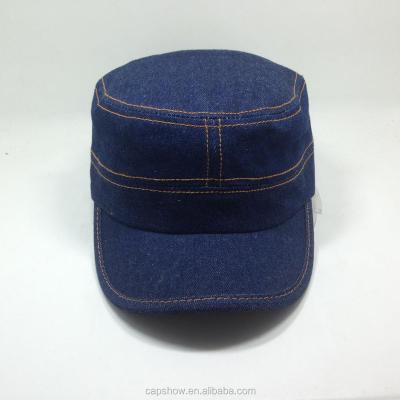 China COMMON Military Short Brim Denim Hat Men's Flat Hat for sale