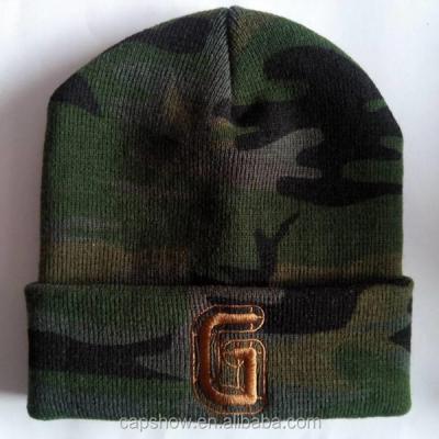 China Custom 100% Acrylic Camouflage Print JOINT Skull Cap With Different Logo Embroidery for sale