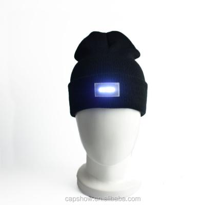 China COMMON 100% Acrylic Winter Hat With Led Light Custom Color Led Beanie for sale