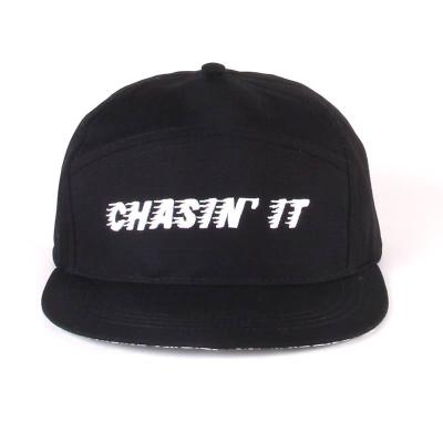 China JOINT Black Polyester Embroidery 5 Panel Hat for sale