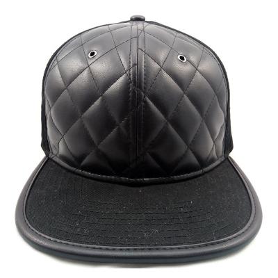 China Custom COMMON 100% cotton and black leather snapback hat for sale