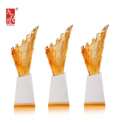 China China Original Patented Crystal Glazed Glass Trophy Company Activities Annual Meeting Awards Creative Crystal Feather Wings for sale