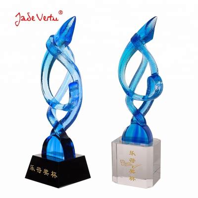 China New China Design Music Crystal Trophy Award Theme for Award Ceremony for sale