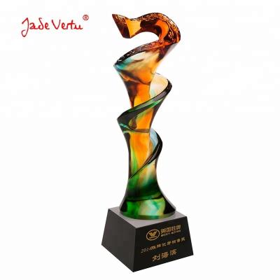 China China glazed glass pate de verre trophy art trophy awards for sale