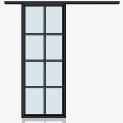 China Durable Hanging Wheel Steerable Movable Partition Sliding Aluminum Glass Barn Door for sale