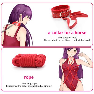 China Wolf Exotic Sex Products For Adult Games Nylon Bondage Set BDSM Kits Handcuffs Sex Toys Whip Gag Tail Plug Women Accessories for sale