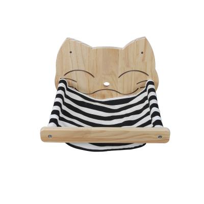 China Solid Wood Cat Tree Funny Wall Mounted Cat Shelf Handcrafted Wooden Cat Travel Bed Toy for sale