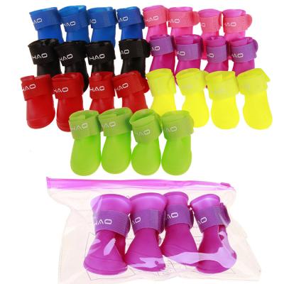 China Sustainable Manufacturer Wholesale Candy Colors Soft Rubber Dog Water Shoes Dog Rain Boots Shoes For Cats And Dogs for sale