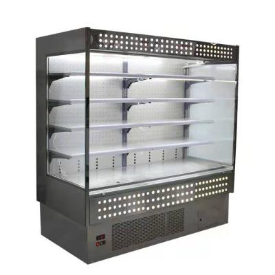 China Custom Open Single-temperature Supermarket Store Stainless Steel Vegetable Cooler Fruit Fridge for sale