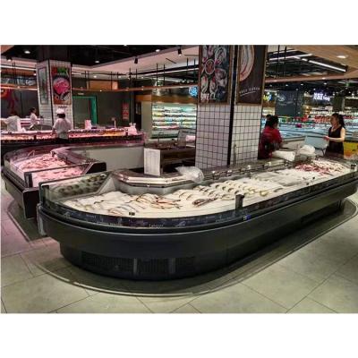 China Ltype Commercial Custom Hotel Fresh Open Top Display Meat Cool Cooler for sale