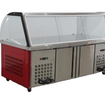 China Custom Customized Single-temperature Size Deli Food Service Counter Display Refrigerator For Cooked Shrimp for sale