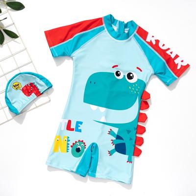 China Hot Sale Antibacterial Kids Toddler Boys Swimwear Boys Two Piece Sunsuit With Hat UPF50+ Surf Swimsuit Rush Guard For Swimming And Surfing for sale