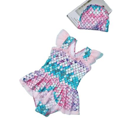 China Beautiful Antibacterial Colorful Bikini Kids One Piece Beach Wear With Swim Cap Honey Babies Swimwear for sale