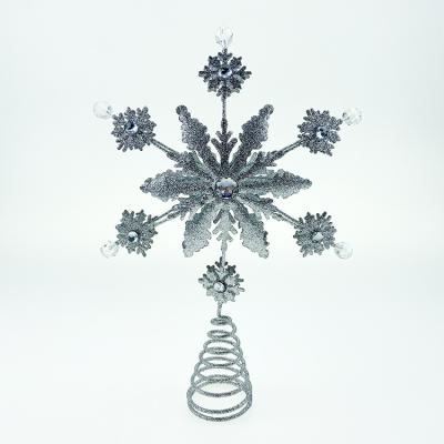 China 2020 Wholesale New Outdoor Christmas Ornaments Wrought Iron Snowflake Shape Christmas Tree Decoration Props for sale