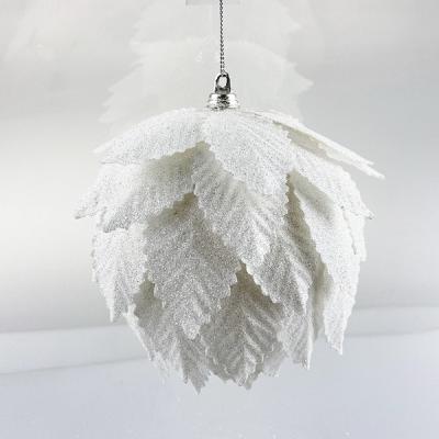 China White Fabric Sheet Feather Piece Christmas Decoration Ball for sale