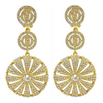 China Romantic African Gold Plated Crystal Earrings E237 Wholesale Wedding Drop Earrings Brazilian Jewelry Big Long Earrings for sale