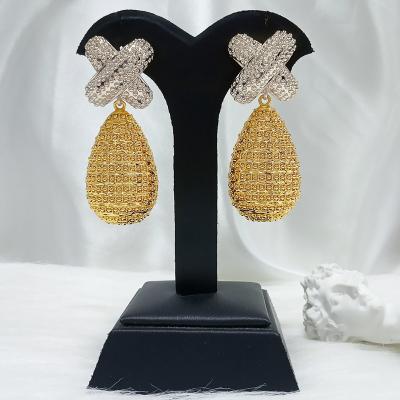 China Romantic Jewelry For Women Brazilian Jewelry Drop Earrings For Women 2 Tone Wholesale E449 for sale