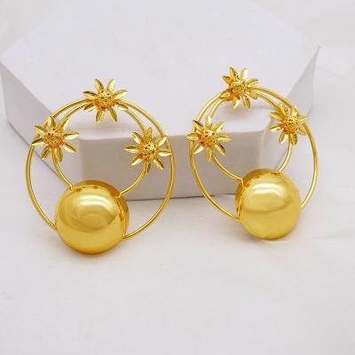 China Wholesale GDJWRI E605 SUNNICE FASHIONABLE Luxury African Dubai Brazilian Gold Plated 18k Gold Women's Earrings Trendy Jewelry for sale