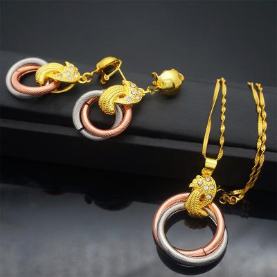 China FASHIONABLE Design 2 Pcs Fashion Earrings Metal Stud Dangle Earring Sets Necklace Initial Pendant Necklace EP140 for sale