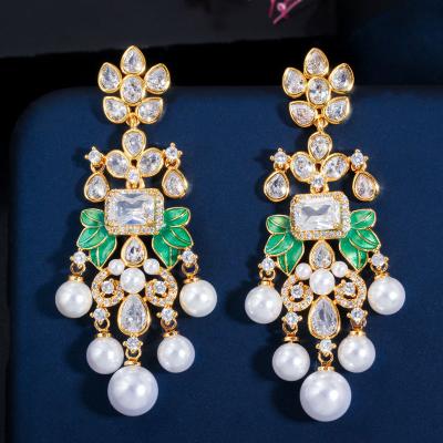 China Fresh FASHIONABLE new popular silver needle noble temperament pearl earrings and soft leaf tassel earrings for sale