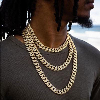 China GDJWRI Accessories FASHIONABLE Chain Necklace Men's HIPHOP Diamond Full Cuban-studded Gold Necklace Jewelry for sale