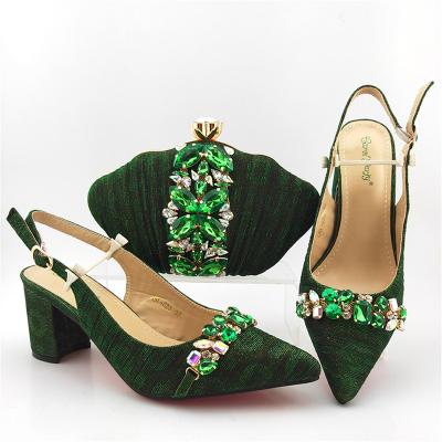 China Wholesale African Anti-slippery Summer Ladies Party Shoes With Matching Bags Set Heel Platform Rhinestone Flats EF44 for sale