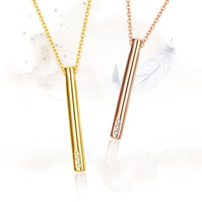 China Custom Cylindrical Vintage Real Diamond 18k Pure Gold Solid Jewelry Set Three Pendant Necklace For Women for sale