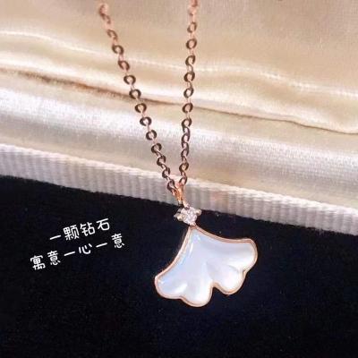 China White Fritillaria Leaf Apricot Pendant Women Jewelry Vintage Customized 18K Real Gold Wholesale Luxury Solid Pure Gold Necklace for sale